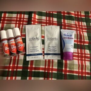 Melaleuca samples 
3 Pre spot 
1 lotion 
Shampoo/Conditioner